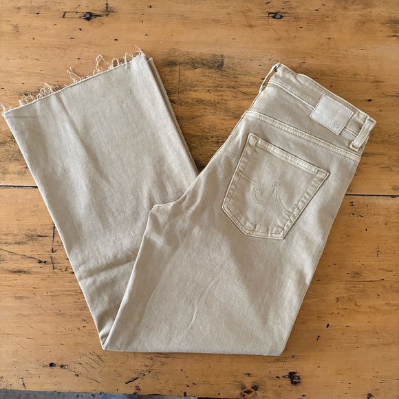 AG Saige Wide Leg Crop Denim Beige US 27 Like New - Picture 10 of 11